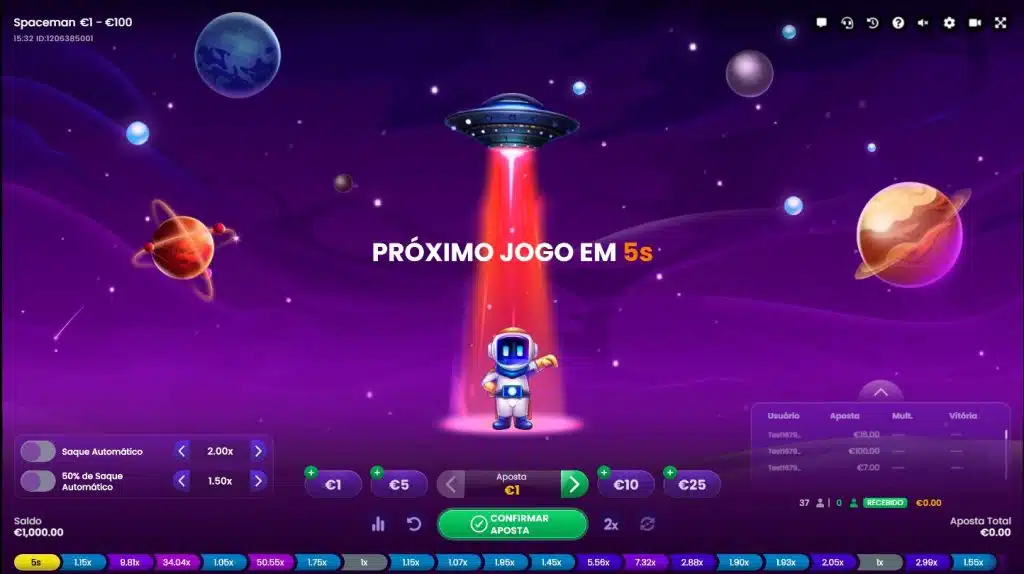 Início da rodada no Spaceman