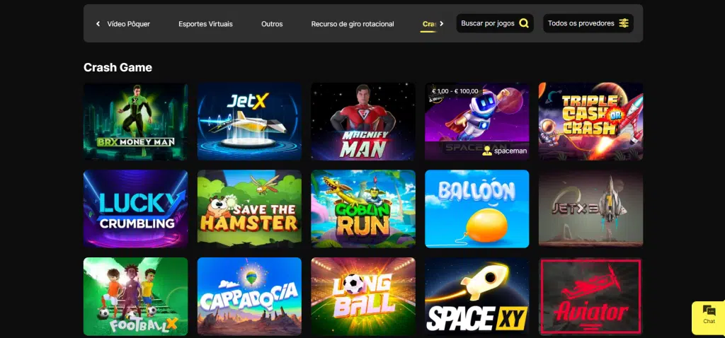 Seção de Crash Games do BetBRX Casino