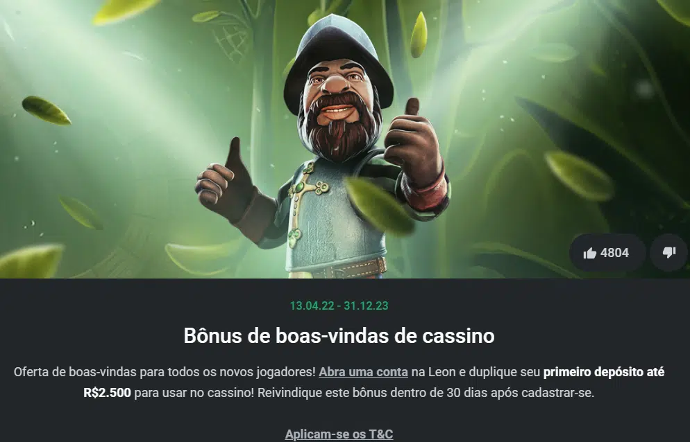 Bônus de Boas- Vindas Leon Casino