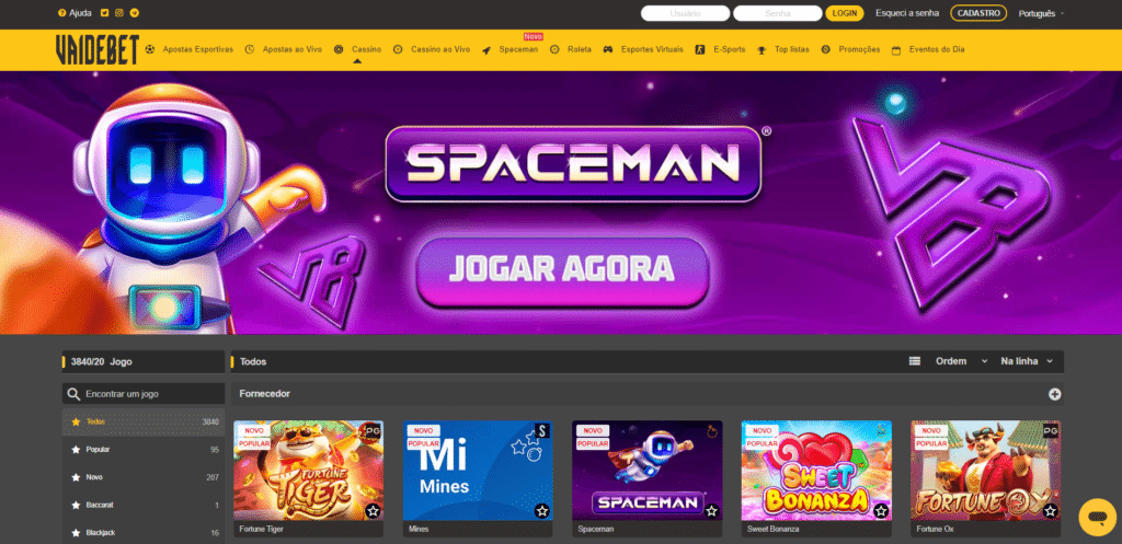 VaideBet Casino – Seção de Caça-Níqueis