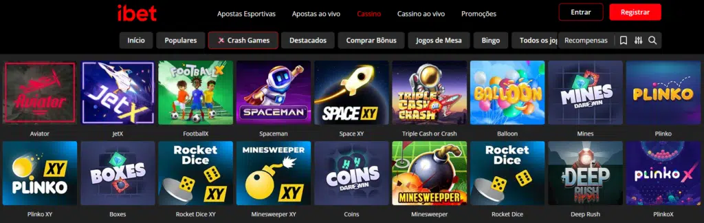 Ibet Casino – Seção de Jogos Crash