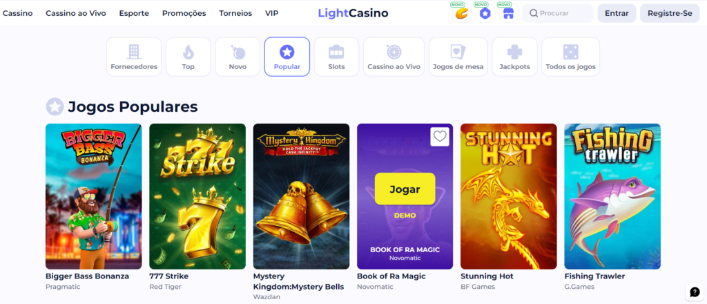 Light Casino – Seção de Caça-Níqueis