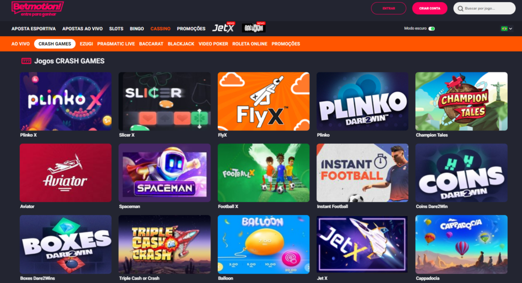 Betmotion Casino – Seção de Jogos Crash