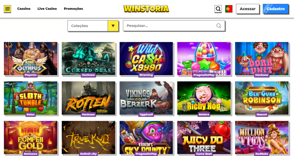 Winstoria Casino – Seção de Caça-Níqueis