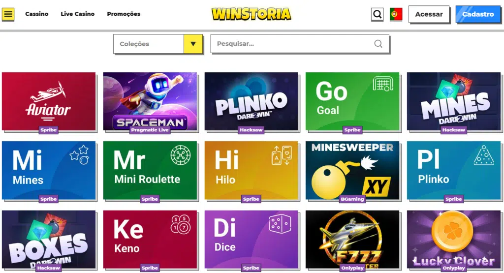 Winstoria Casino – Seção de Jogos Crash