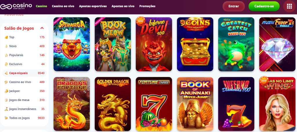 Infinity Casino – Seção de Caça-Níqueis