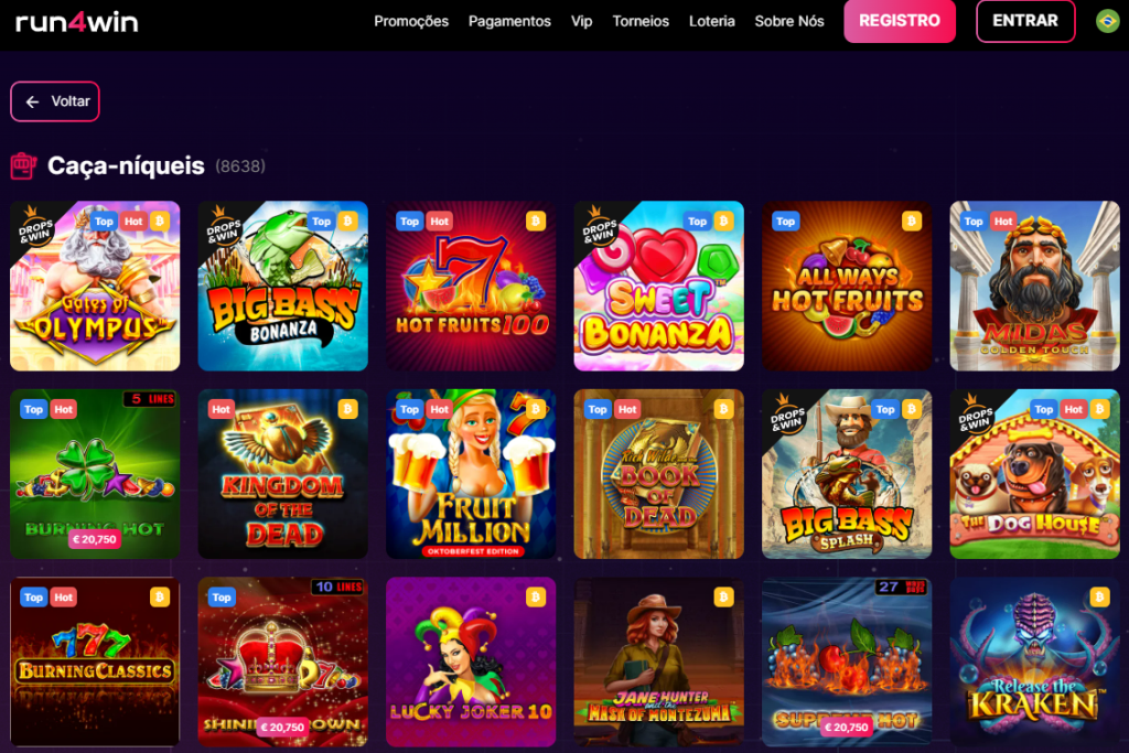 Run4Win  Casino – Seção de Caça-Níqueis