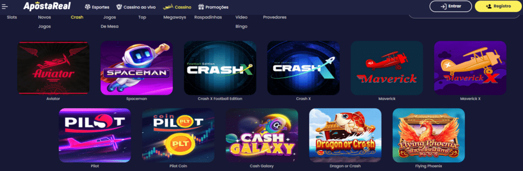 ApostaReal Casino – Seção de Jogos Crash