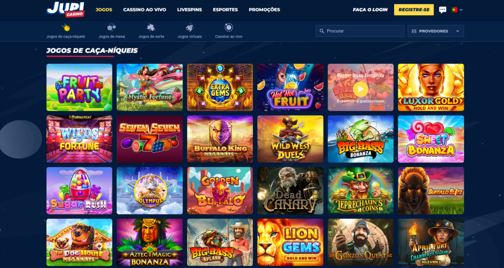 Seção de Jogos de Caça-Níqueis - Jupi Casino 