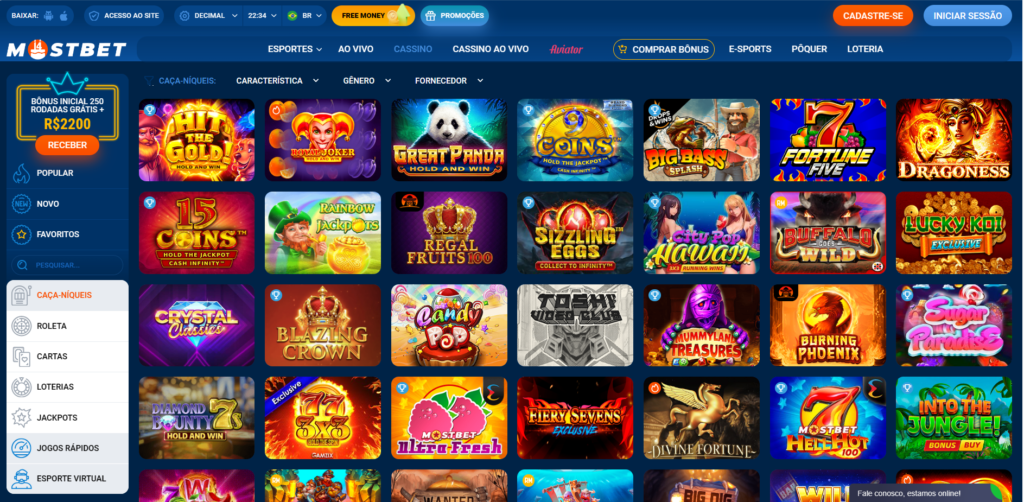 Seção de Jogos de Caça-Níqueis - Mostbet Casino 