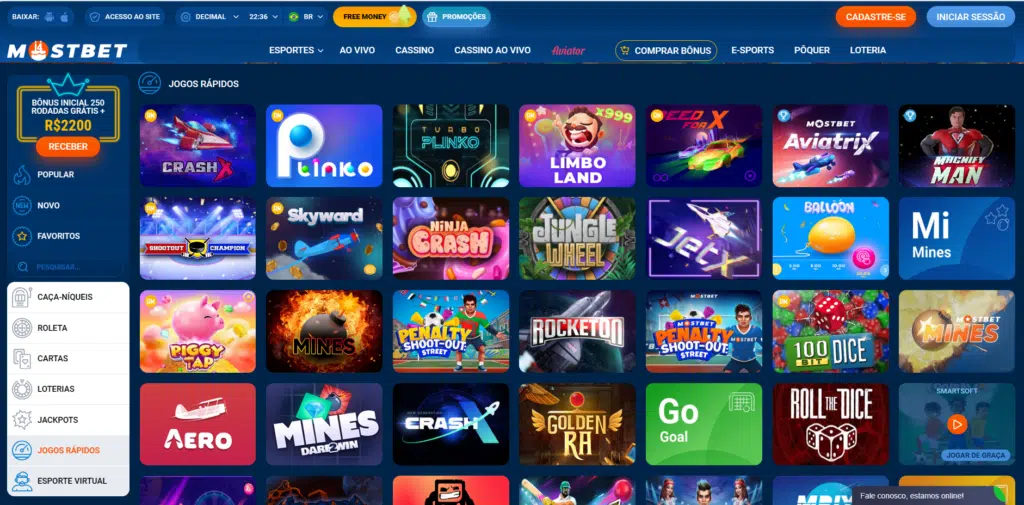 Seção de Jogos Crash - Mostbet Casino 