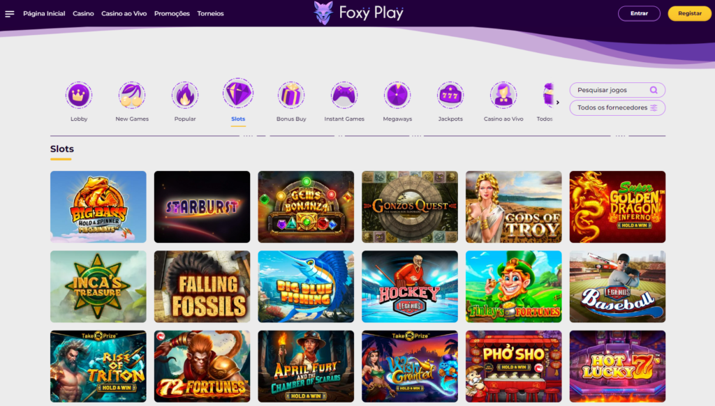 Seção de jogos de caça-níqueis - FoxyPlay Casino