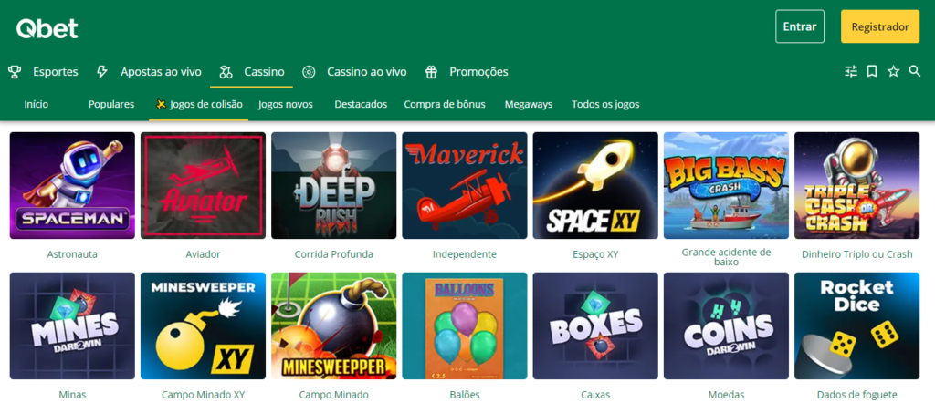 Seção de jogos crash - QBET Casino