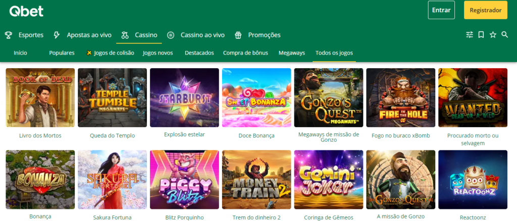 Seção de jogos de caça-níqueis - QBET Casino