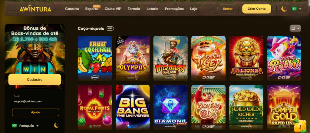 Seção de jogos de caça-níqueis - Awintura Casino