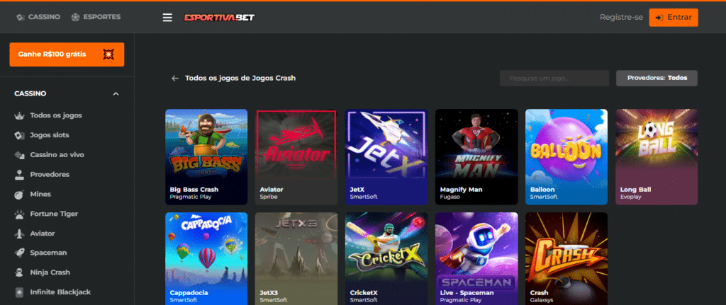 Seção de jogos crash - Esportiva Bet Casino