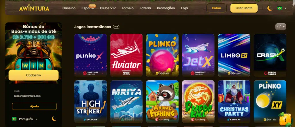 Seção de jogos crash - Awintura Casino