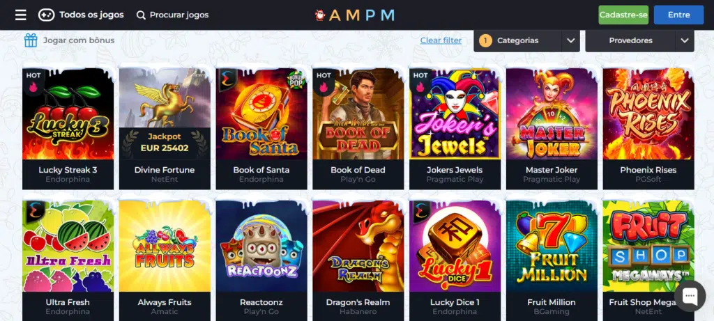 Seção de jogos de caça-níqueis - AMPM Casino