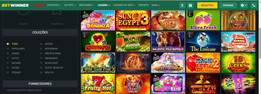 Seção de jogos de caça-níqueis - BetWinner Casino