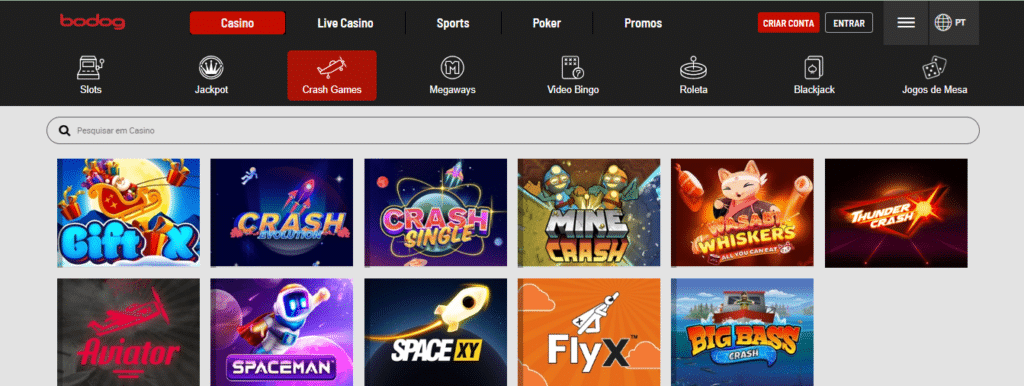 Seção de jogos crash - Bodog Casino