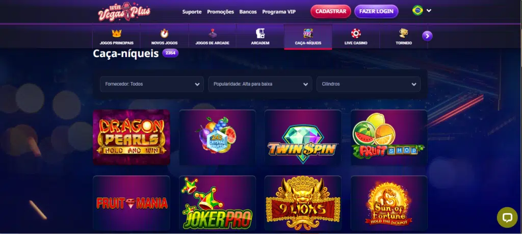 Seção de jogos de caça-níqueis - VegasPlus Casino