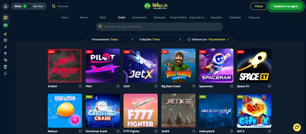 Seção de jogos crash - Winz Casino