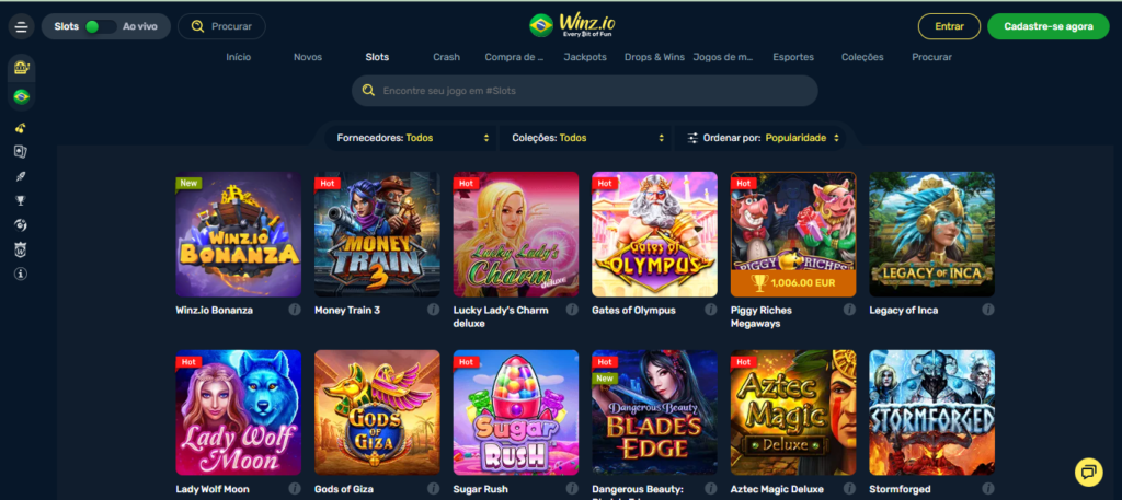 Seção de jogos de caça-níqueis - Winz Casino