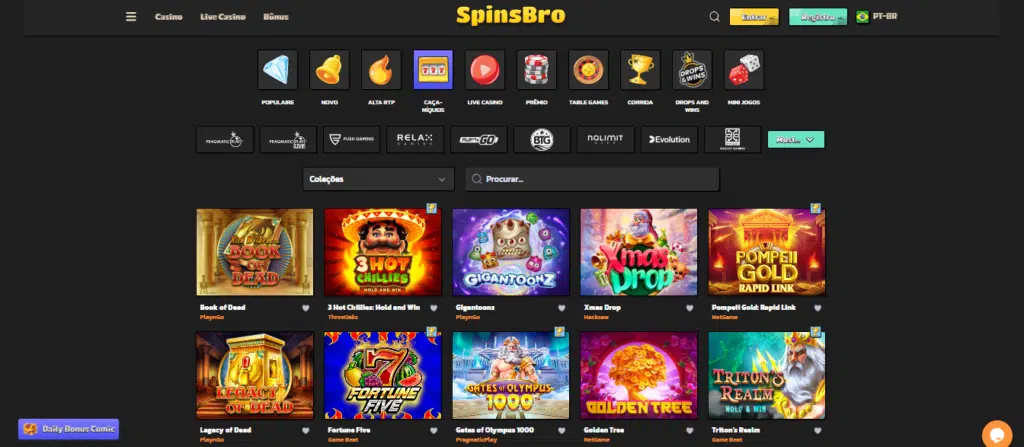 Seção de jogos de caça-níqueis - SpinsBro Casino