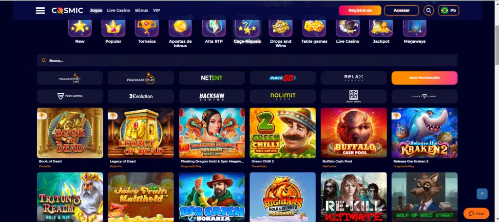 Seção de jogos de caça-níqueis - Cosmicslot Casino