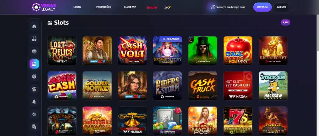 Seção de jogos de caça-níqueis - VegasLegacy Casino