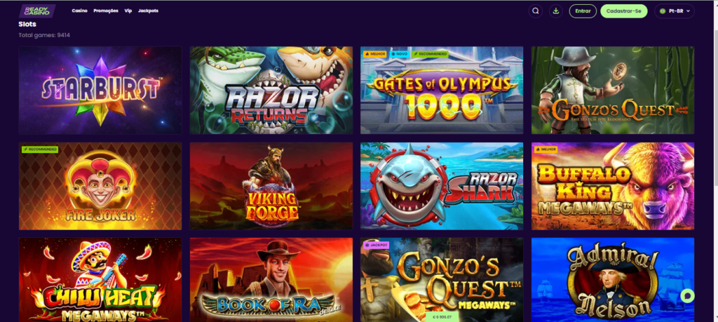 Seção de jogos de caça-níqueis - Ready Casino