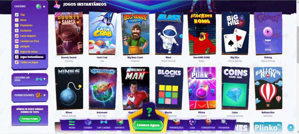 Seção de jogos crash - Casombie Casino