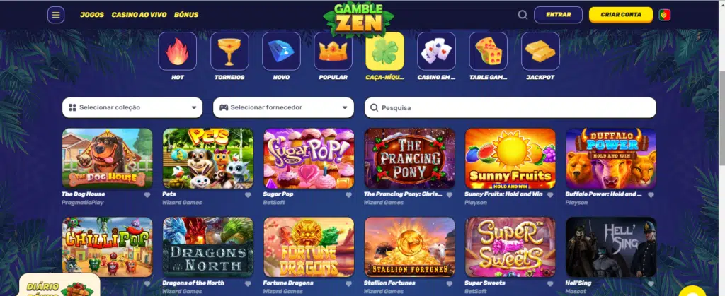 Seção de jogos de caça-níqueis - Gamblezen Casino