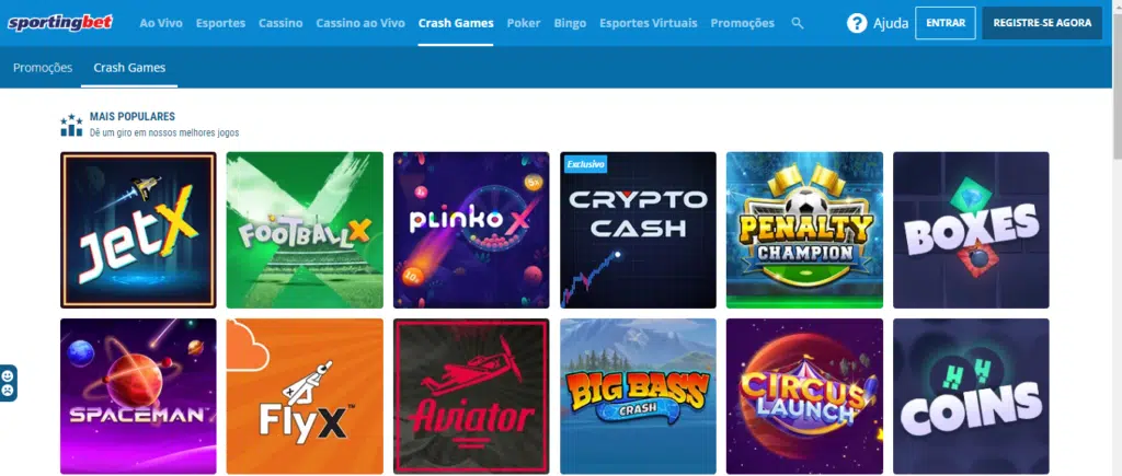 Seção de jogos crash - Sportingbet Casino