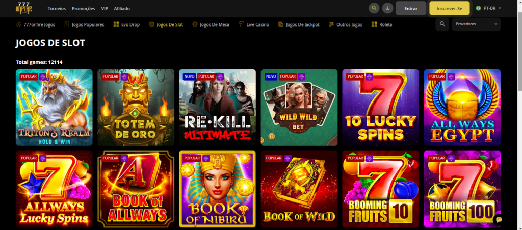 Seção de jogos de caça-níqueis - 777Onfire Casino