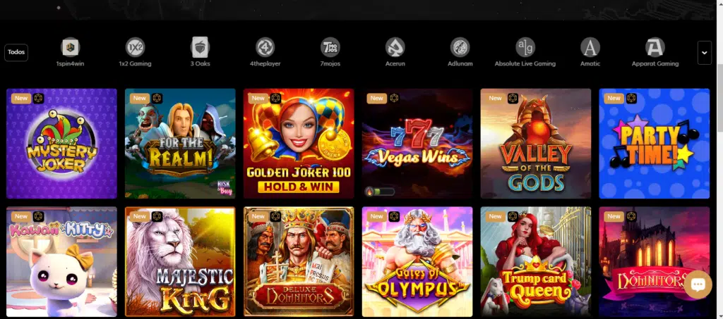 Seção de jogos de caça-níqueis - Kingdom Casino