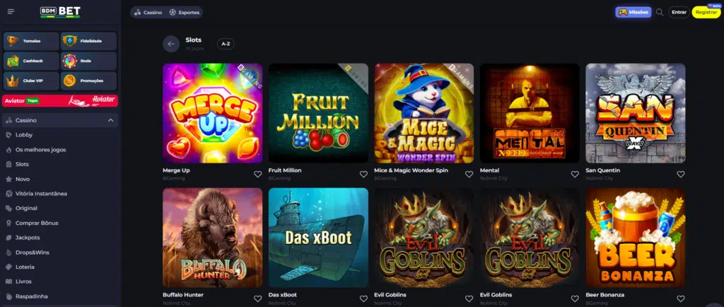 Seção de Jogos de Caça-níqueis - BdmBet Casino 