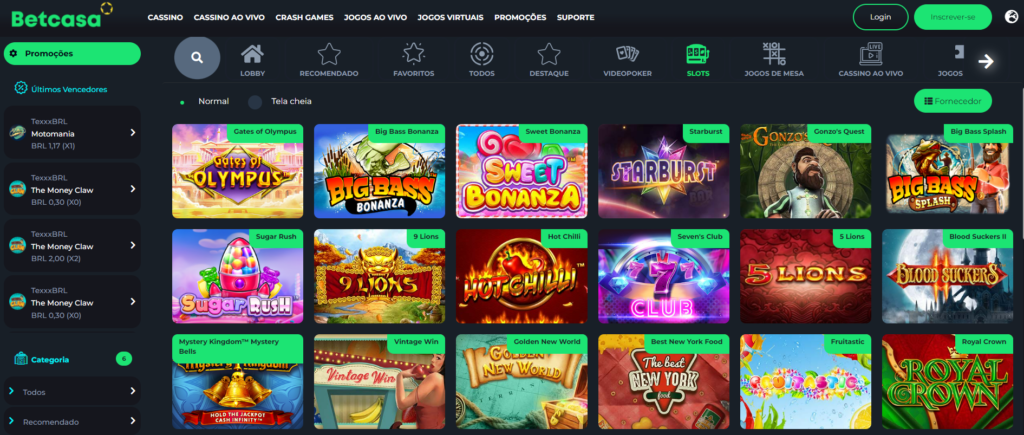 Seção de Jogos de Caça-níqueis - Betcasa Casino