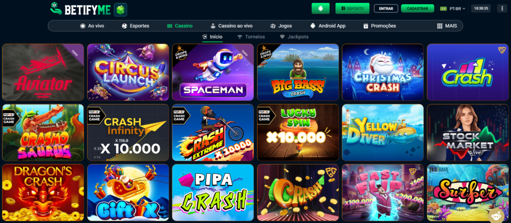 Seção de Jogos Crash - BetifyMe Casino