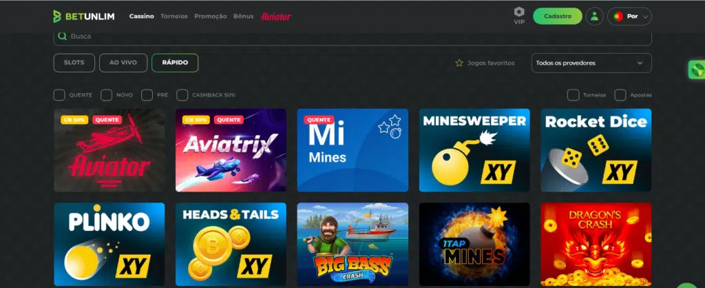 Seção de jogos crash - Betunlim Casino