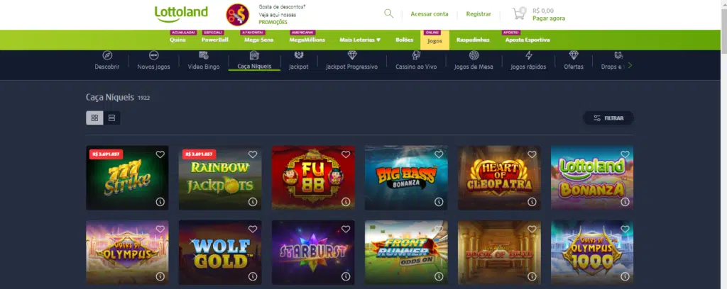 Seção de jogos de caça-níqueis - Lottoland Casino