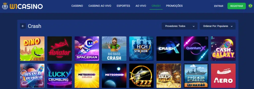 Seção de Jogos Crash - W1 Casino