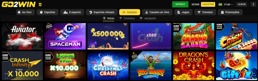 Seção de Jogos Crash - Go2Win Casino