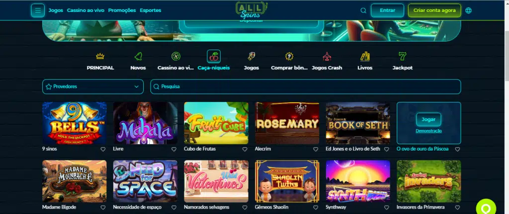 Seção de jogos de caça-níqueis - AllSpins Casino