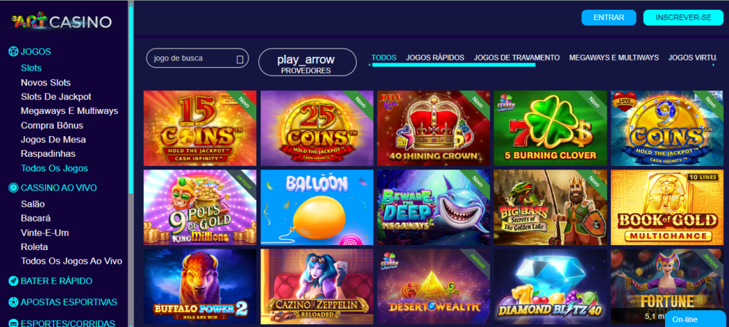 Seção de jogos de caça-níqueis - Art Casino