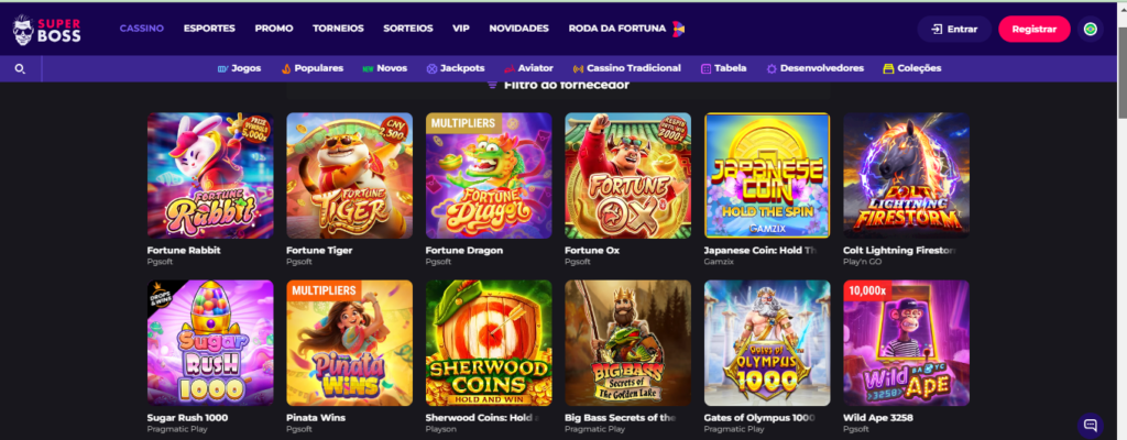 Seção de jogos de caça-níqueis - Superboss Casino