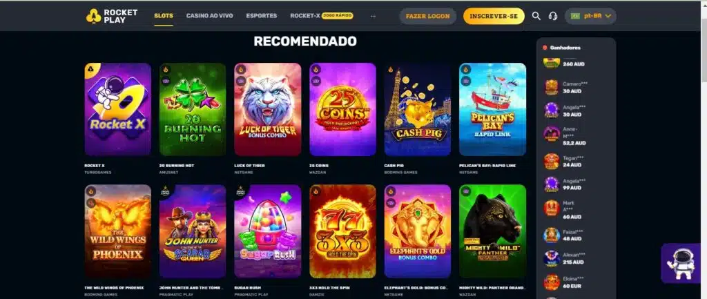 Seção de jogos de caça-níqueis - RocketPlay Casino