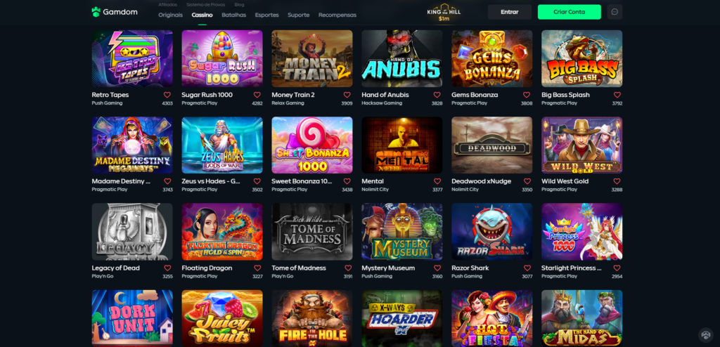 Seção de Jogos de Caça-Níqueis - Gamdom Casino